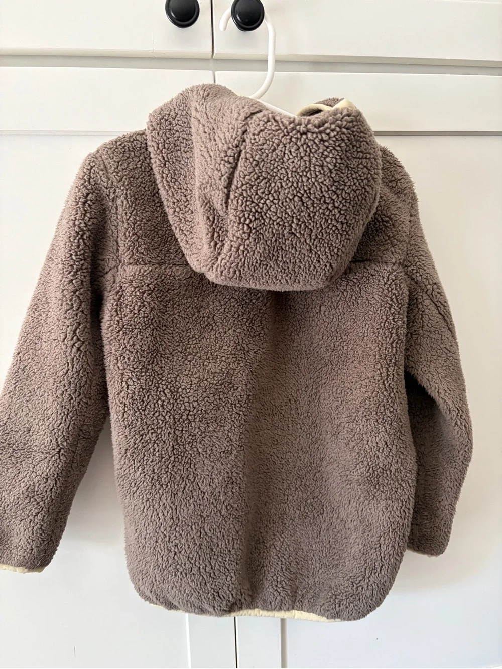 The North Face Brown Sherpa Zip Hooded Sweatshirt with Cream Trim